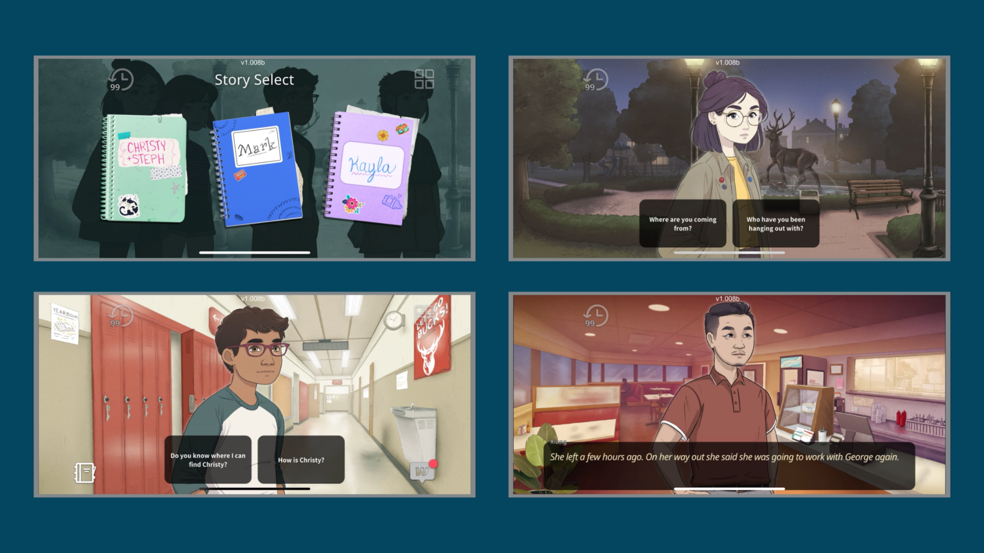 Classroom Learning Game Screenshots with Diverse Characters and Situations
